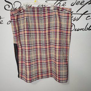Halogen Plus Size Plaid Tweed Pencil Skirt with Side Zipper, 24